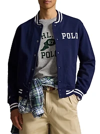 Logo Fleece Baseball Jacket