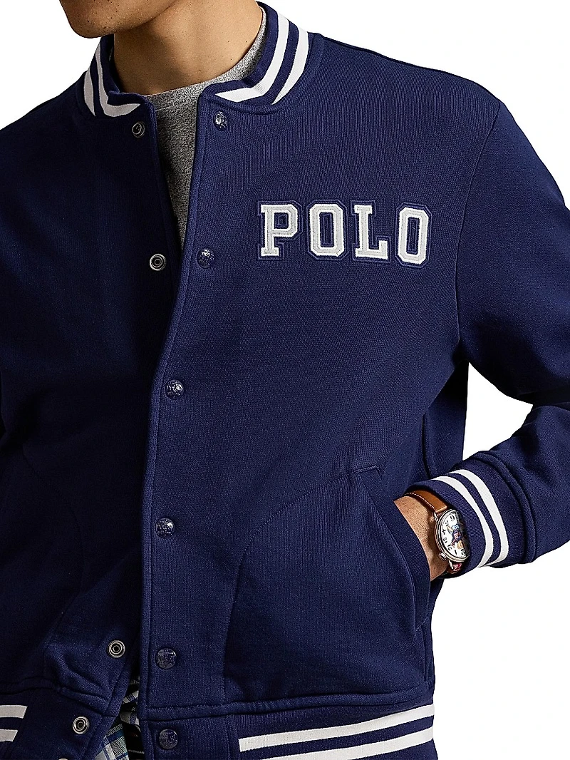 Logo Fleece Baseball Jacket
