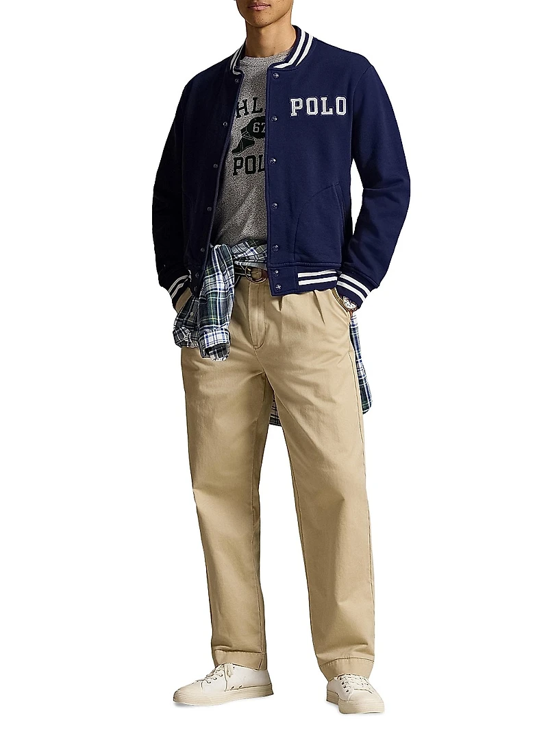 Logo Fleece Baseball Jacket