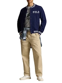 Logo Fleece Baseball Jacket