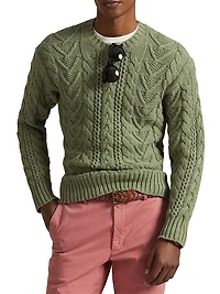 Cotton-Blend Fisherman Sweater