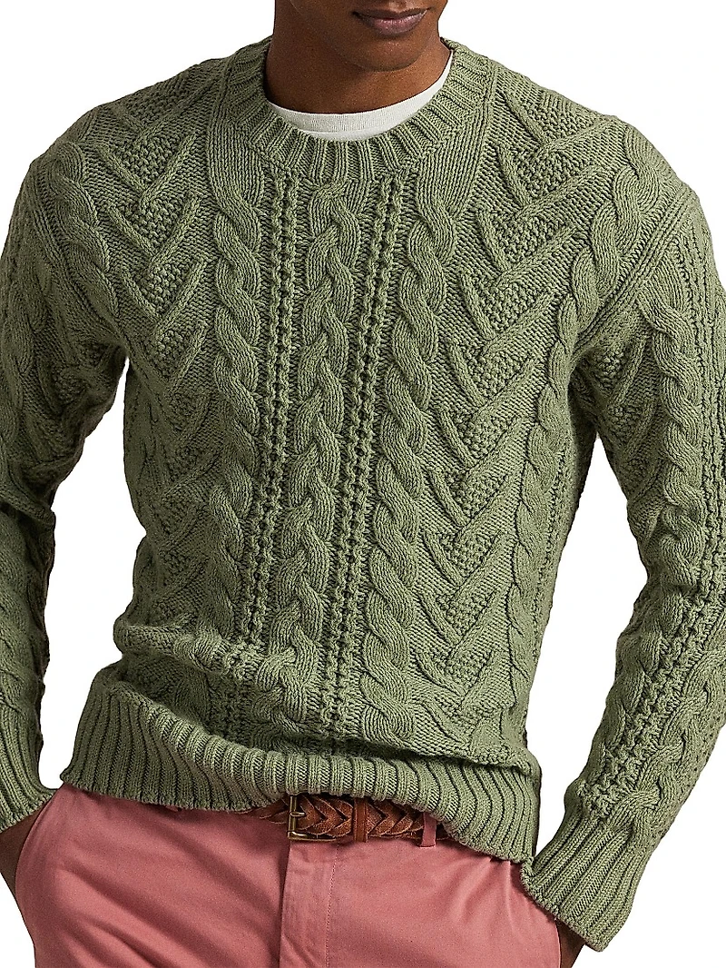 Cotton-Blend Fisherman Sweater