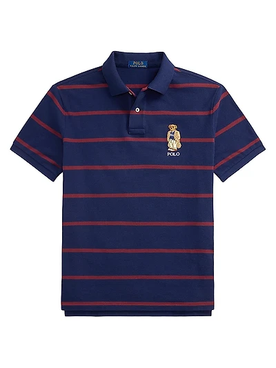 Custom Slim-Fit Bear Mesh Polo Shirt