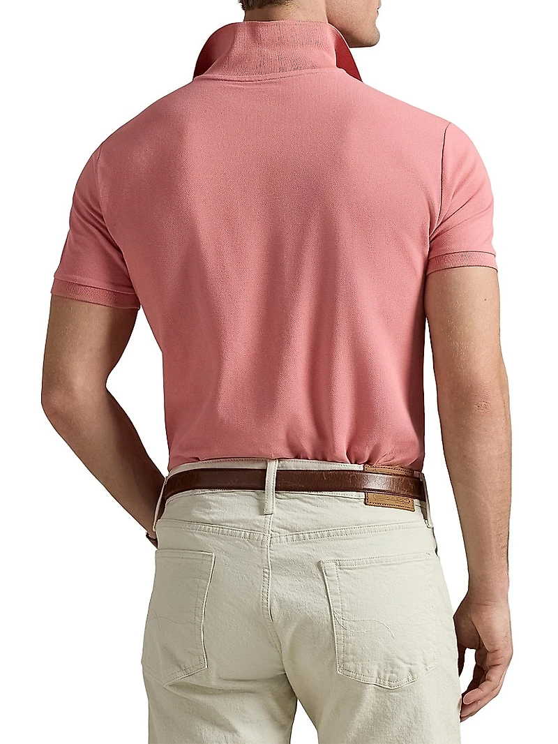 Custom-Slim-Fit Stretch Mesh Polo Shirt
