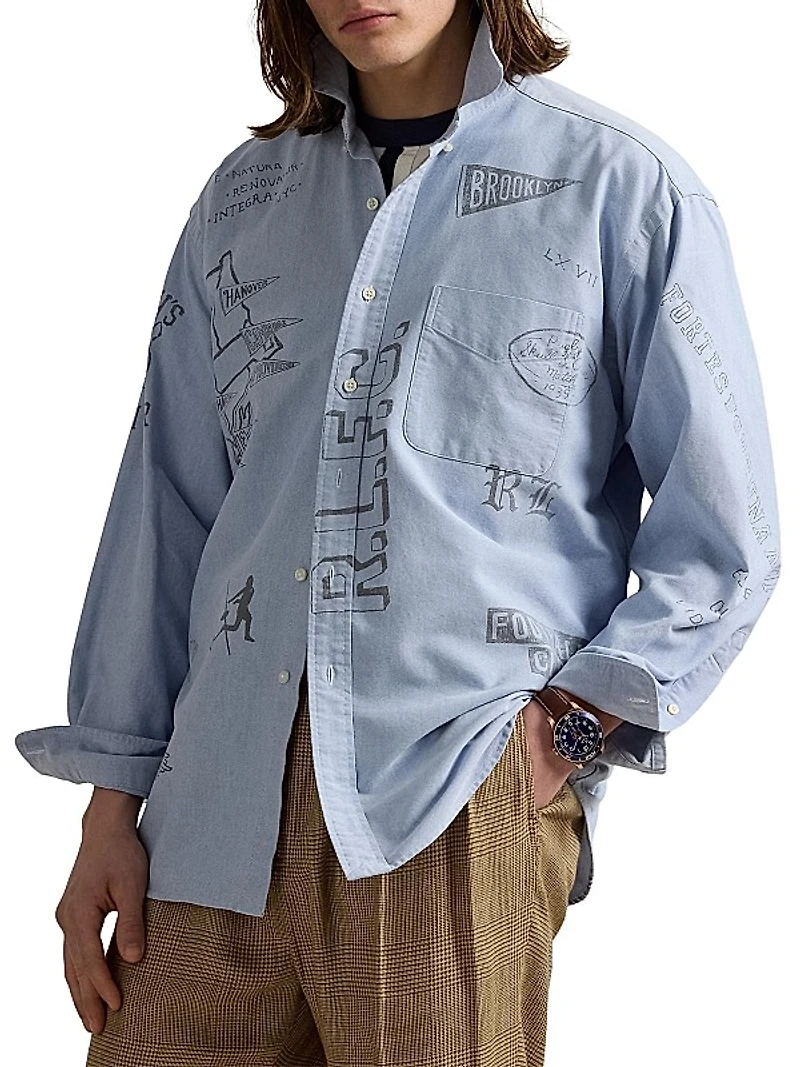 Big Fit Linen-Cotton Oxford Shirt