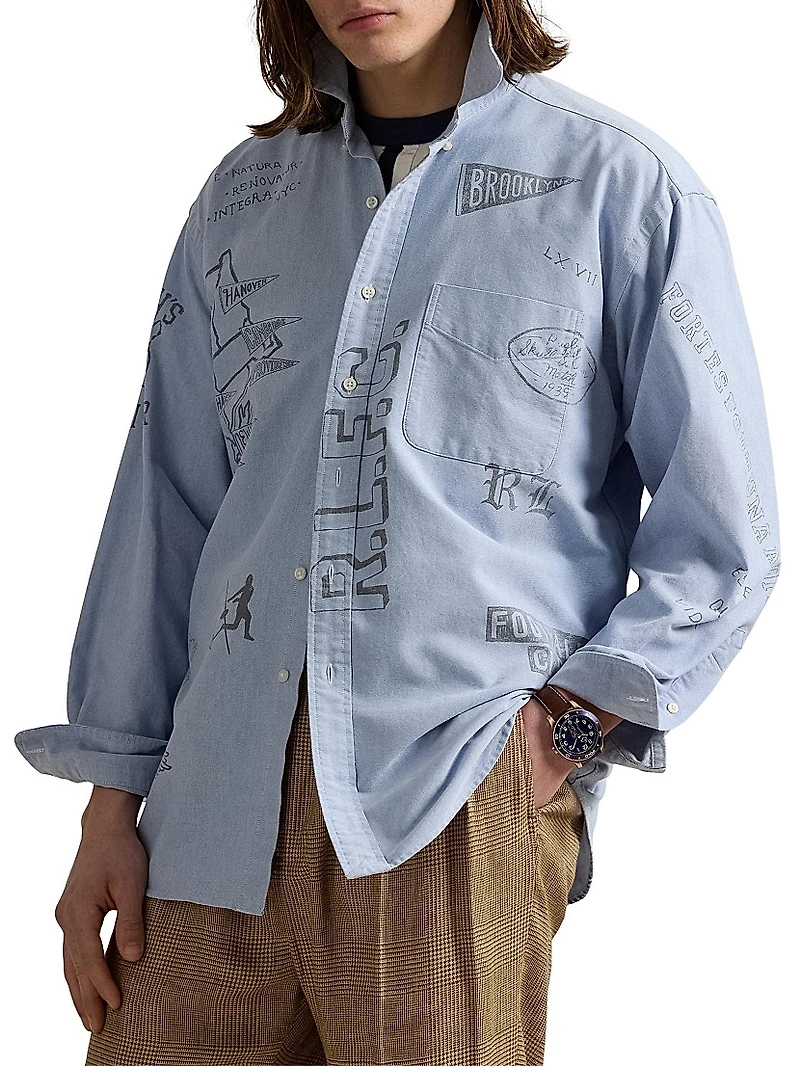 Big Fit Linen-Cotton Oxford Shirt