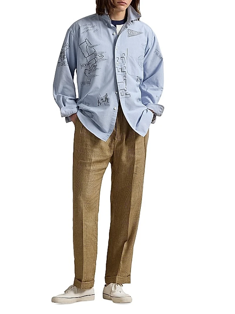 Big Fit Linen-Cotton Oxford Shirt