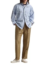 Big Fit Linen-Cotton Oxford Shirt