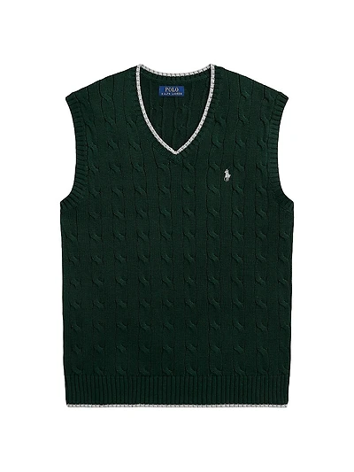 Cable-Knit Cotton Sweater Vest