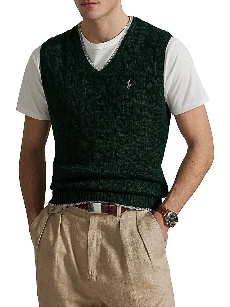 Cable-Knit Cotton Sweater Vest