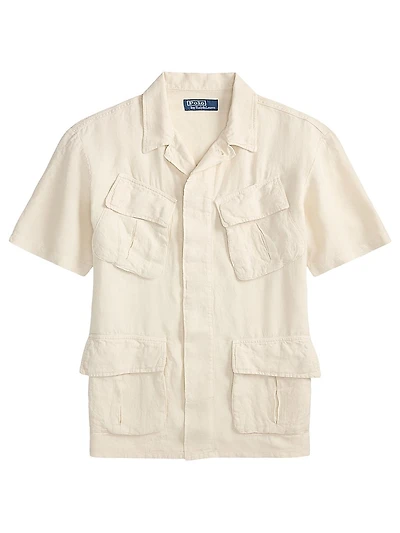 Garment-Dyed Slub Linen Overshirt