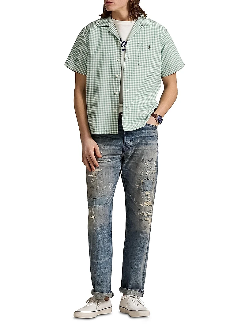 Classic Fit Gingham Oxford Camp Shirt