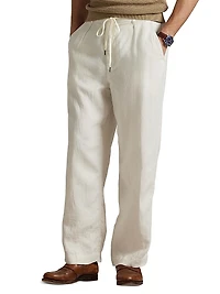 Lateef Relaxed-Fit Pleated Linen Pants