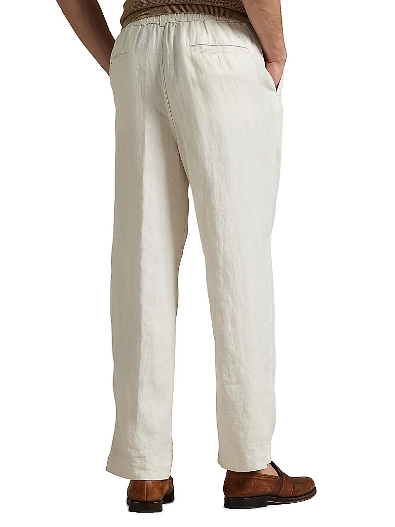 Lateef Relaxed-Fit Pleated Linen Pants