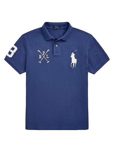 Custom-Slim-Fit Big Pony Mesh Polo Shirt