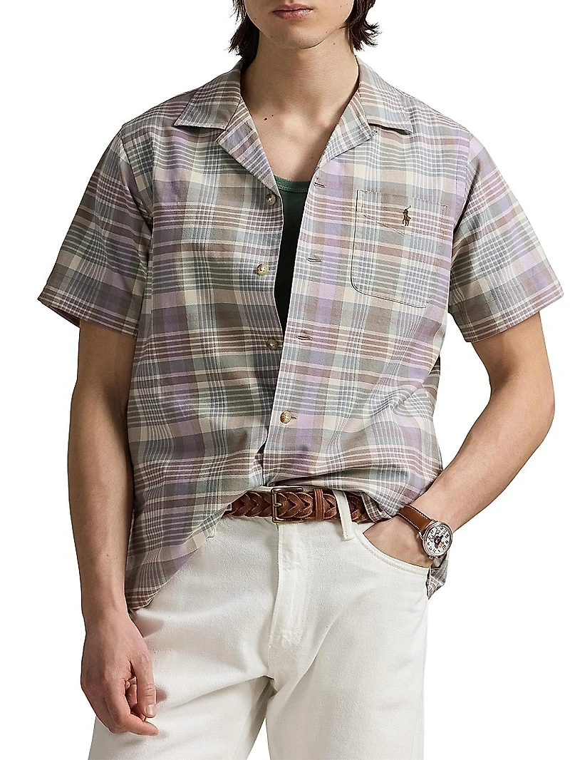 Classic Oxford Plaid Short-Sleeve Shirt