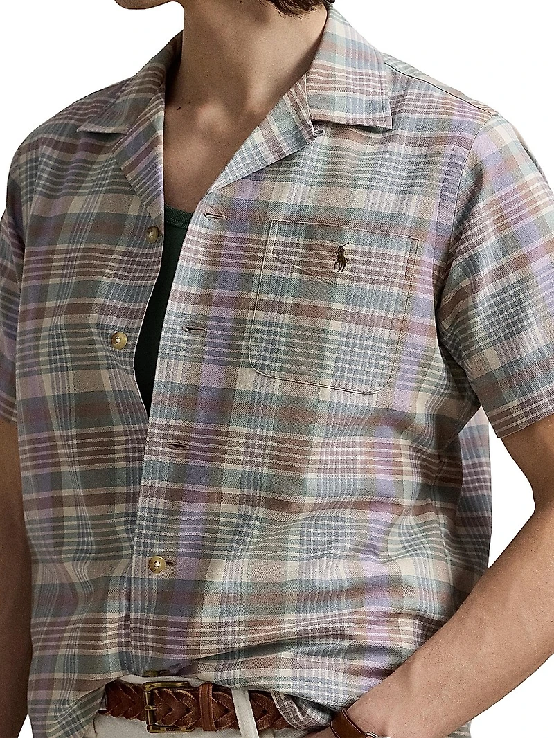 Classic Oxford Plaid Short-Sleeve Shirt