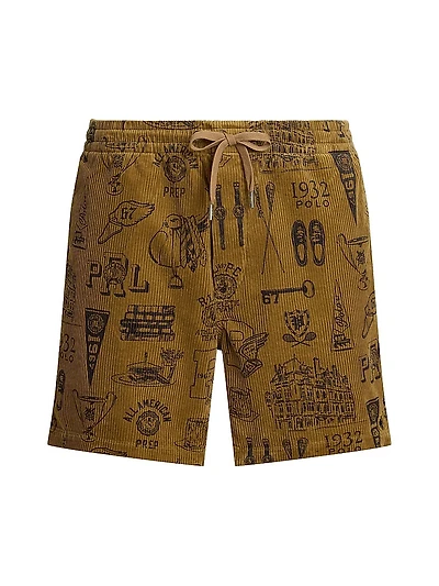 Corduroy Printed Prepster Shorts