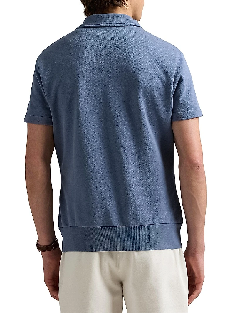 Loopback Fleece Polo-Collar Sweatshirt