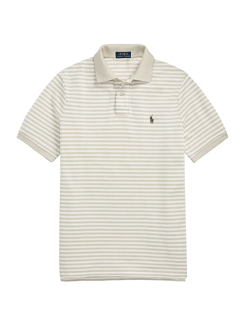 Classic-Fit Striped Mesh Polo Shirt