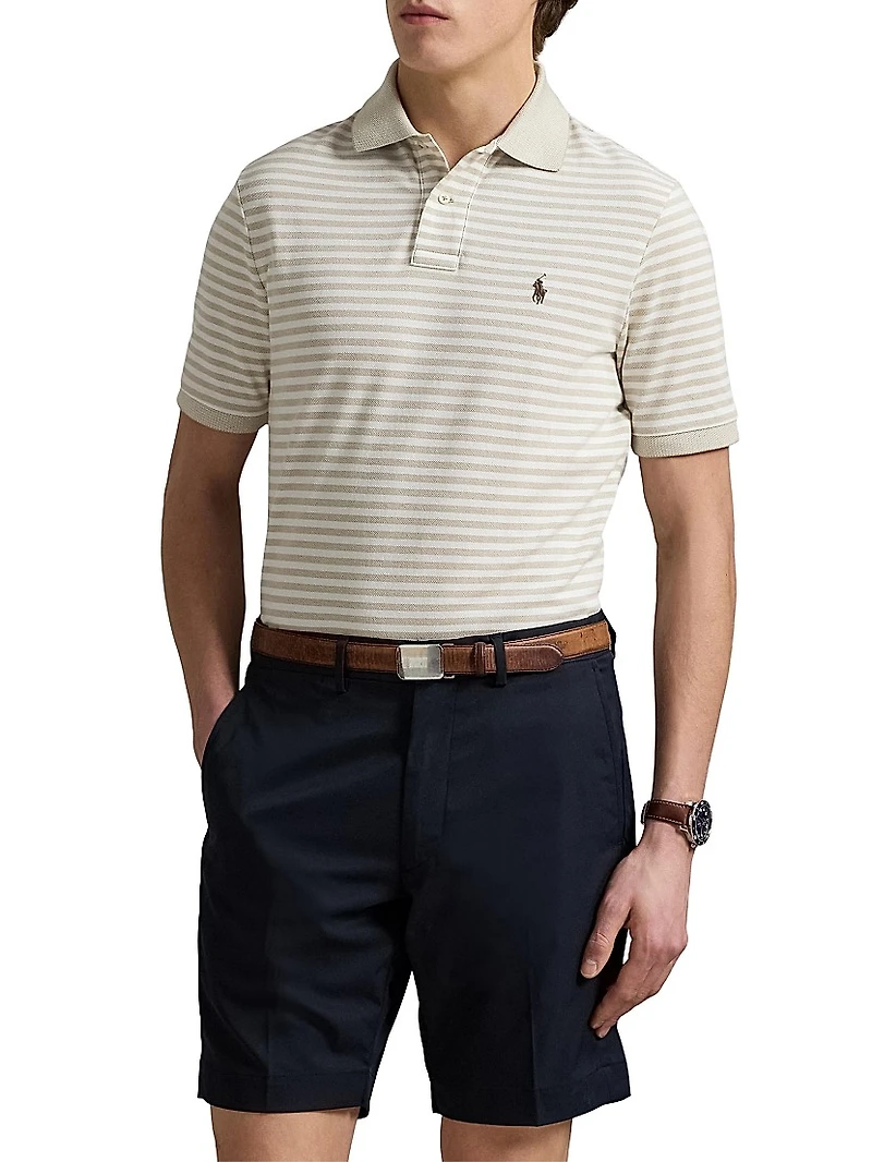 Classic-Fit Striped Mesh Polo Shirt