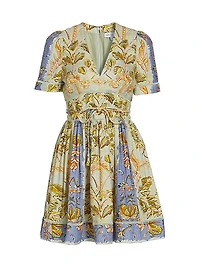 Roan Printed Linen-Blend Minidress