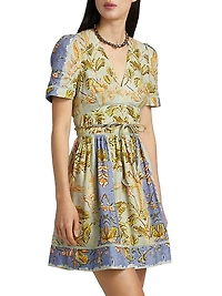 Roan Printed Linen-Blend Minidress