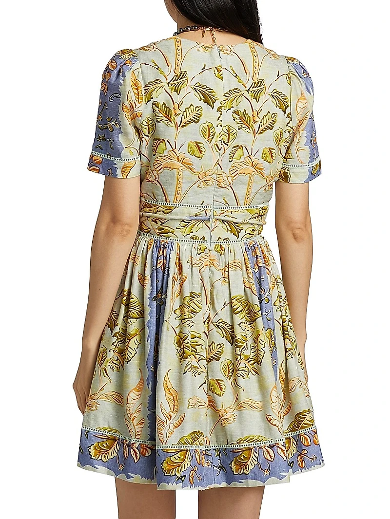 Roan Printed Linen-Blend Minidress