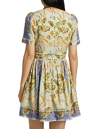 Roan Printed Linen-Blend Minidress