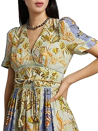 Roan Printed Linen-Blend Minidress