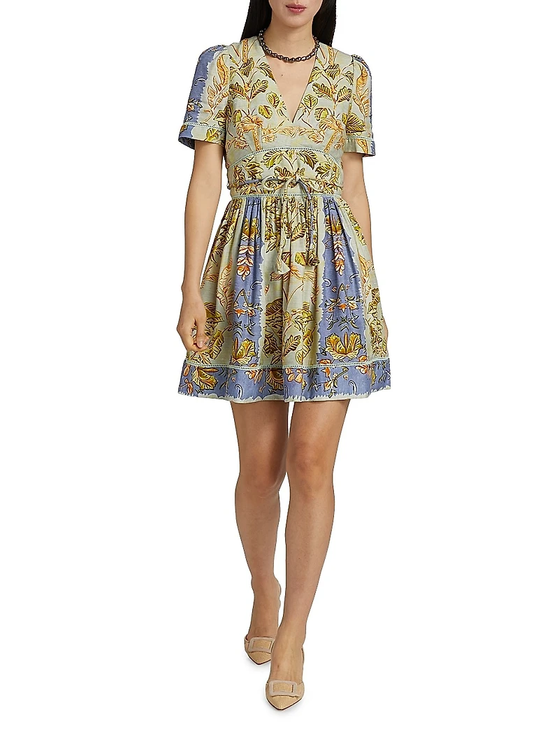 Roan Printed Linen-Blend Minidress