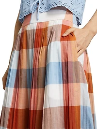 Stratton Plaid Cotton Midi-Skirt
