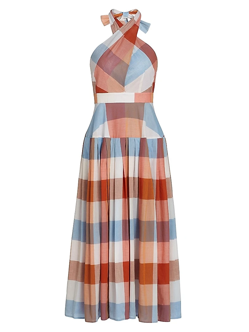 Lennon Plaid Cotton Midi-Dress