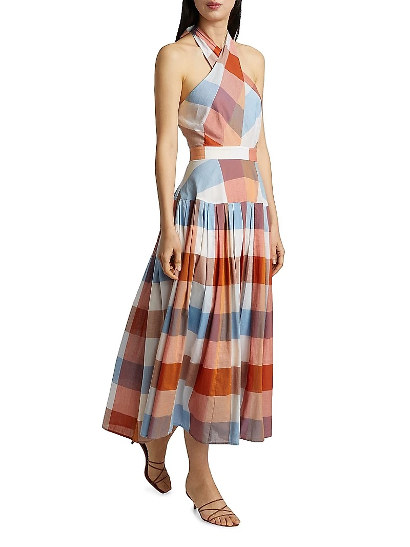 Lennon Plaid Cotton Midi-Dress