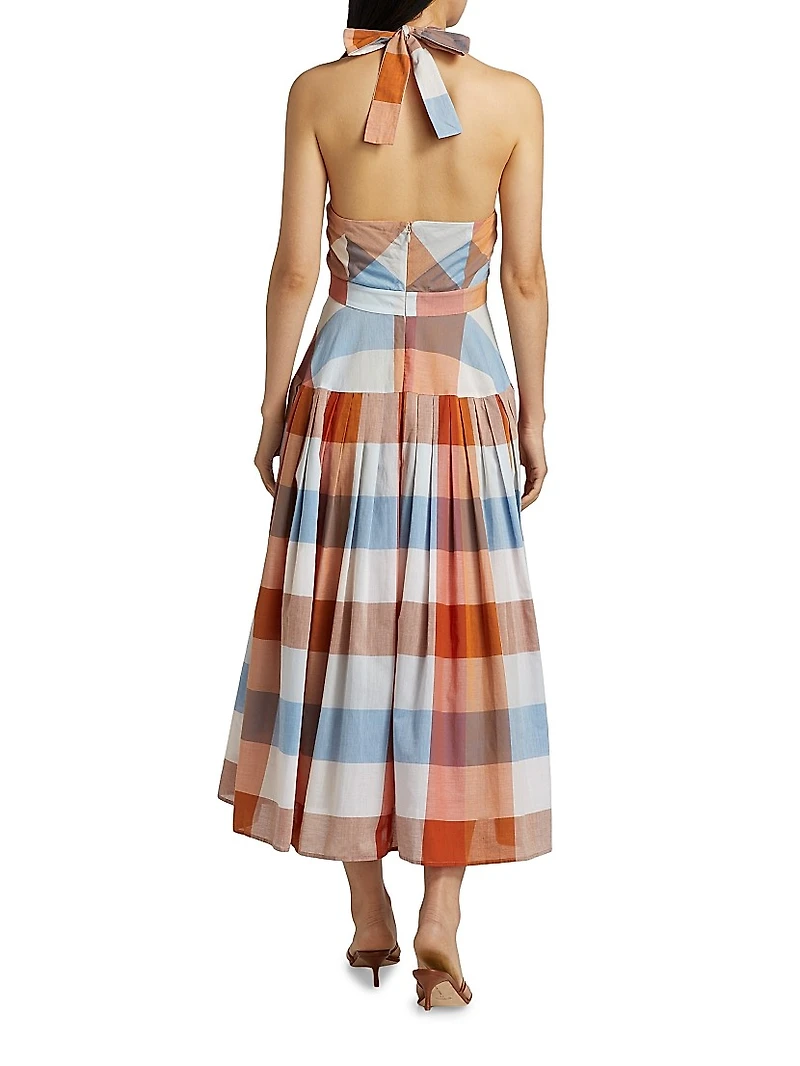 Lennon Plaid Cotton Midi-Dress