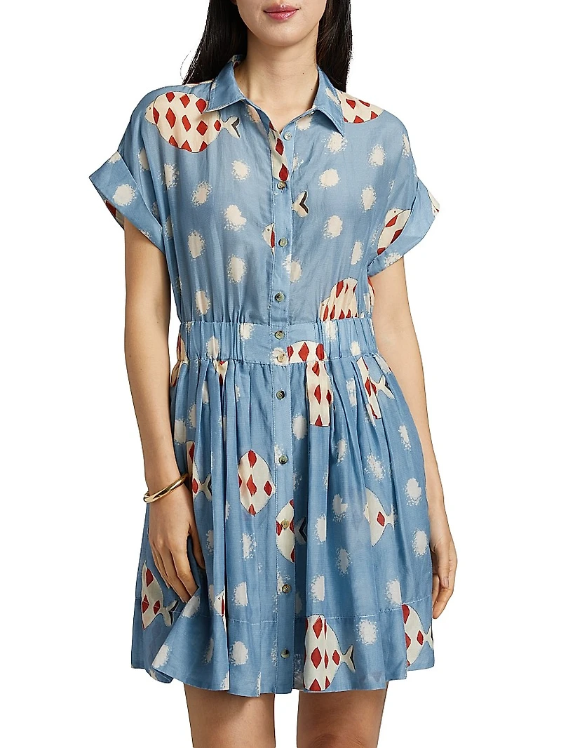 Howard Printed Silk-Cotton Mini-Shirtdress