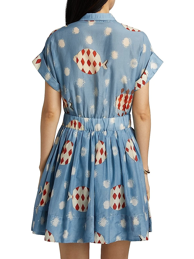 Howard Printed Silk-Cotton Mini-Shirtdress