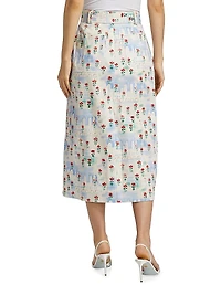 Coolidge Floral Stretch Cotton Midi-Skirt