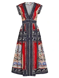 April Printed Cotton Midi-Dress