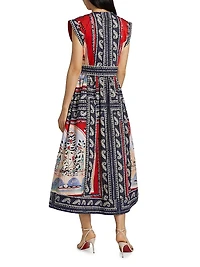 April Printed Cotton Midi-Dress