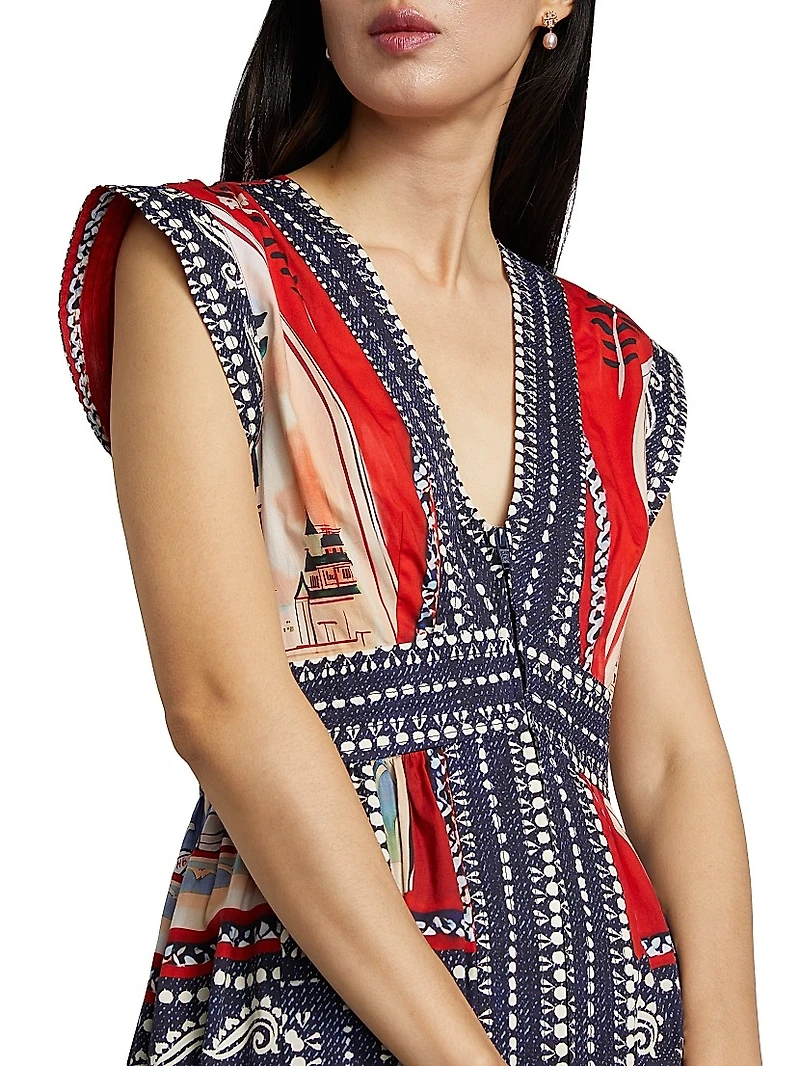 April Printed Cotton Midi-Dress