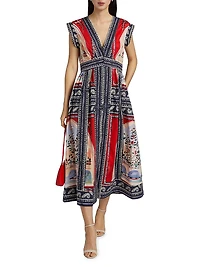 April Printed Cotton Midi-Dress
