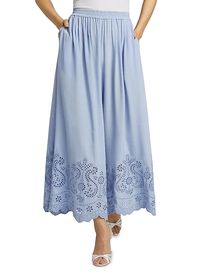 Heron Eyelet Wide Leg Pants