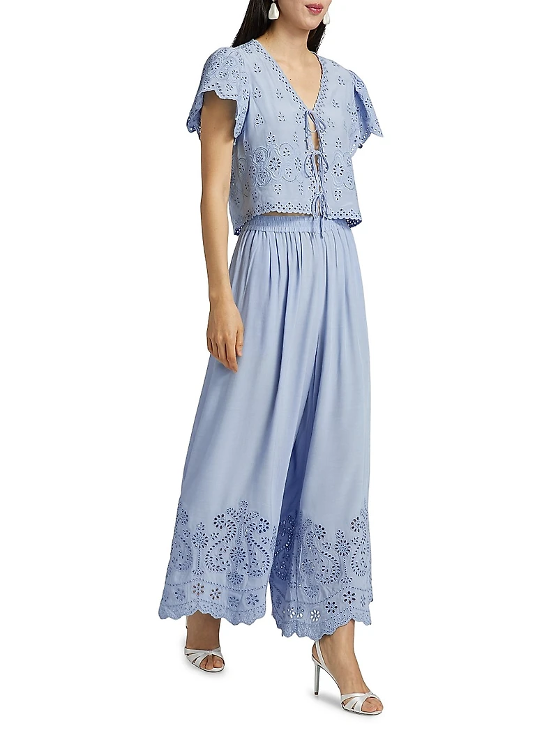Heron Eyelet Wide Leg Pants