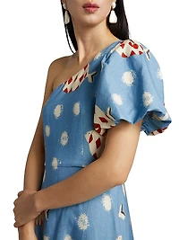 Carmen One-Shoulder Linen-Blend Maxi Dress