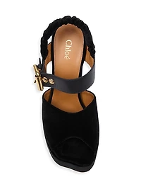 Aria Buckled Velvet & Leather Heels