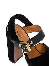 Aria Buckled Velvet & Leather Heels