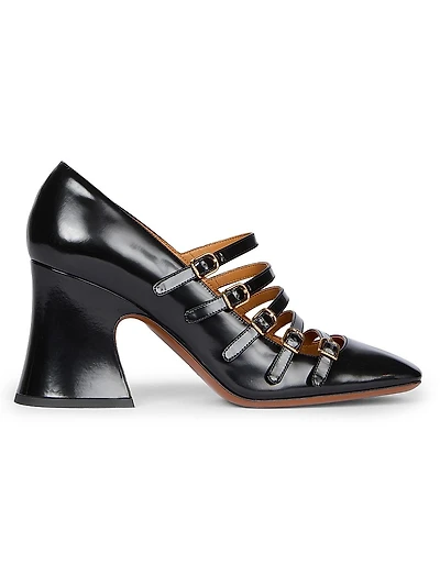 Janis Buckled Leather Pumps