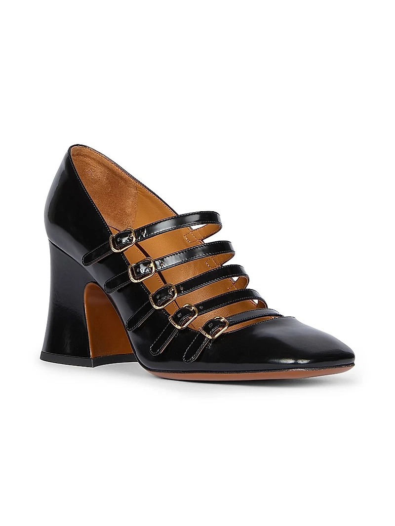 Janis Buckled Leather Pumps