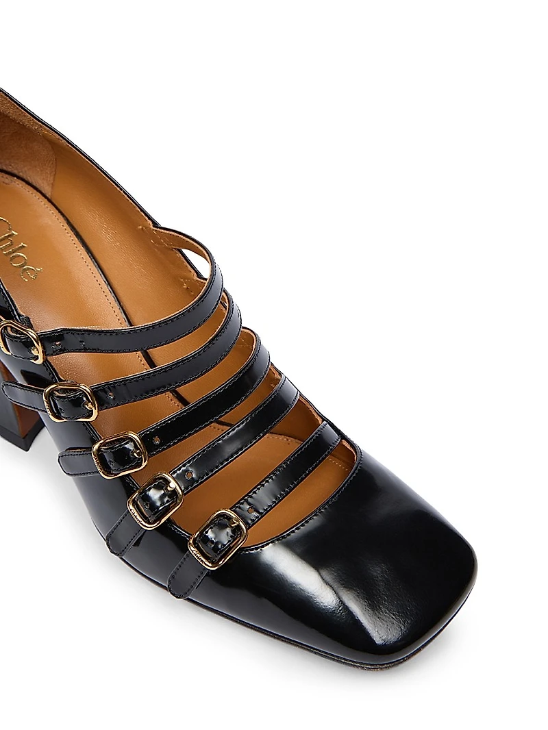 Janis Buckled Leather Pumps